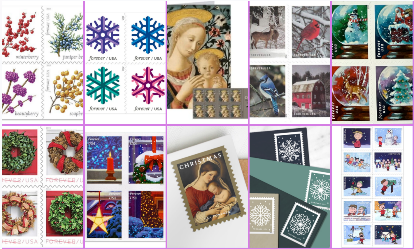 Christmas Stamp Blind Box 500 PCS BIG SALE，100 PCS of 5 styles - Forever Stamps